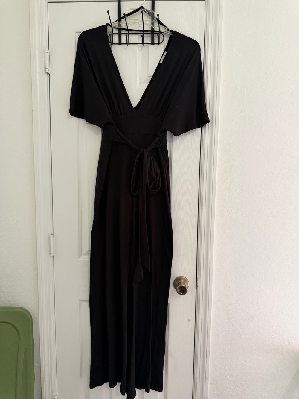 Eve Black V-Neck Wrap Maxi Jumpsuit
